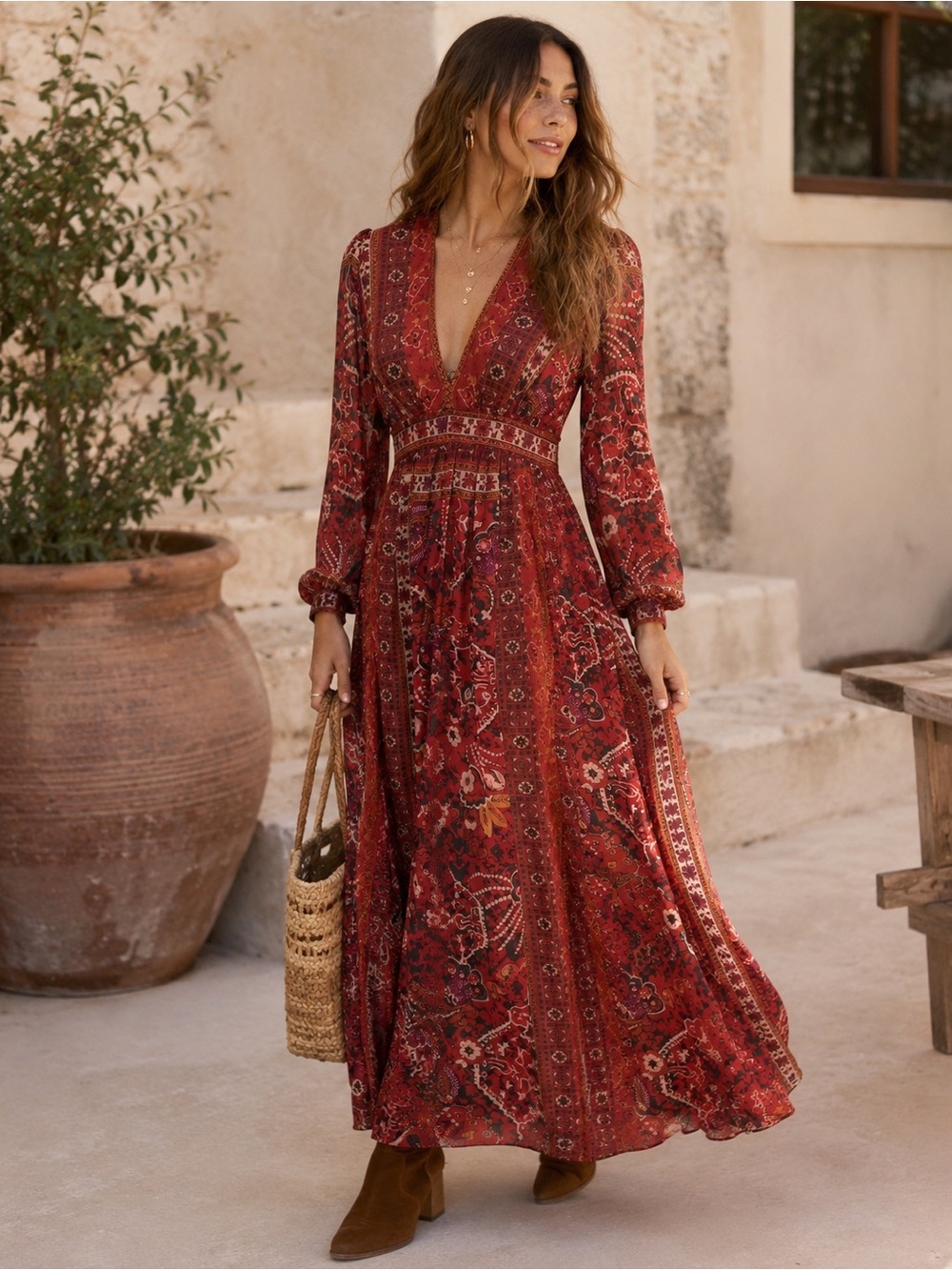 Ranna Gill Ceret Anthropologie Boho Paisley Maxi Dress | Size 2 Read Description